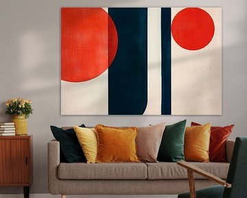 Geometric shapes in red and blue by Poster Art Shop