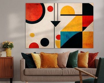 Geometric shapes in red and yellow by Poster Art Shop