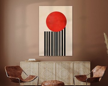 Geometric composition with red sun by Poster Art Shop