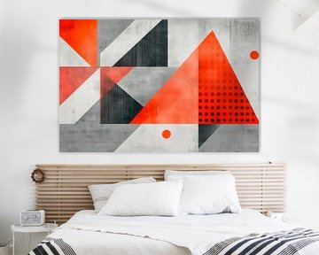 Geometric pattern in red and grey by Poster Art Shop