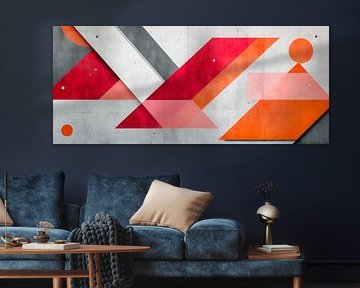 Geometrisches Wandbild in Rot und Grau von Poster Art Shop
