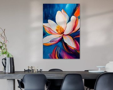 Lotusbloesem op kleurrijke achtergrond van Poster Art Shop