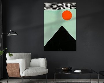 Paysage de montagne minimaliste avec soleil sur Poster Art Shop