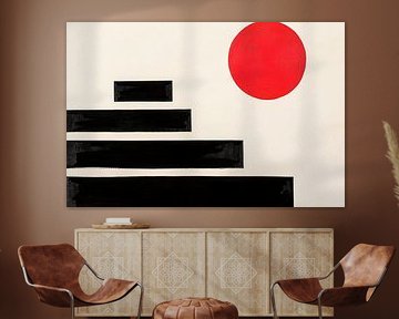 Composition abstraite avec du rouge et du noir sur Poster Art Shop