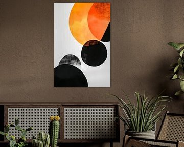 Abstract circles in black and orange by Poster Art Shop