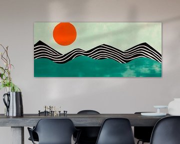 Abstract landschap met zon van Poster Art Shop