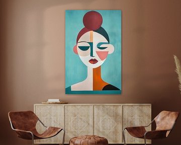 Abstract portret van een vrouw in kleuren van Poster Art Shop