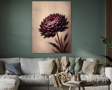 Vintage burgundy flower with neutral beige background by Colors of Spring