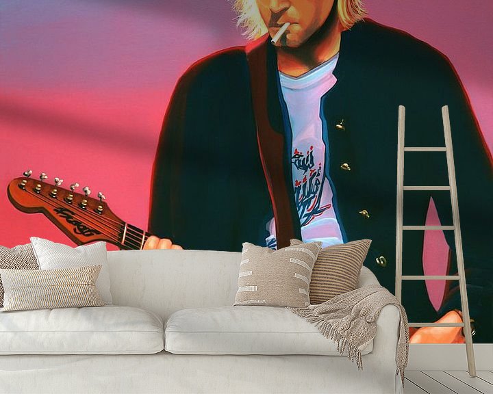 Sfeerimpressie behang: Kurt Cobain schilderij van Paul Meijering