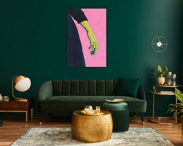 Groene Hand in Roze Harmonie van Color Square