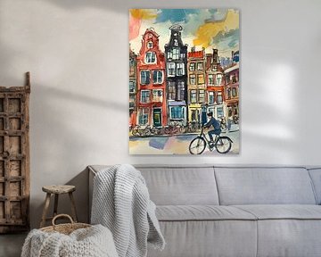 Amsterdam van Abstract Schilderij