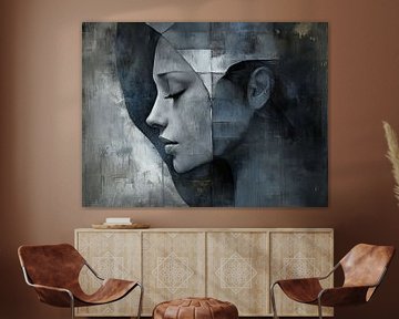 Vrouwenportret | Echoes of Serenity van Abstract Schilderij