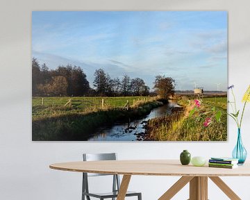 Een beek tussen de weilanden