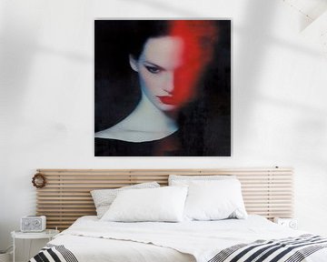 Fierce silence; portret in zwart en rood van Lauri Creates