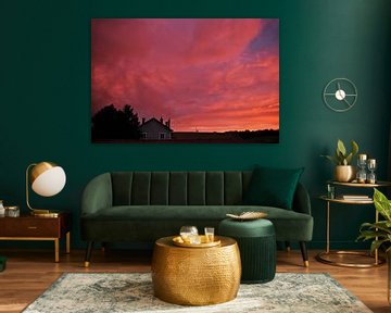 Roze zonsondergang in Frankrijk van Corinne Welp