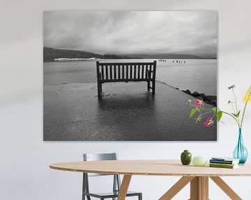 View of Loch Lomond in lonely grey weather