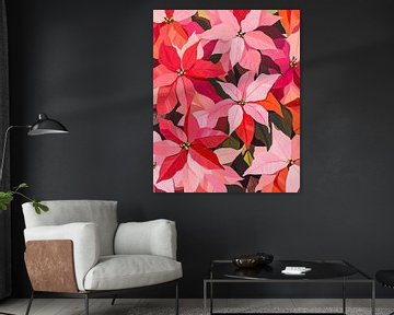 Vibrant Christmas star flower painting by Wonderful Art