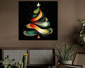 Kerstboom | Kleurrijke Abstracte Kerstboom van De Mooiste Kunst