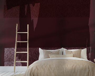 Abstract shapes in wine red and pink.