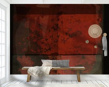 Glow. Modern abstract art in warm red, terra, brown.