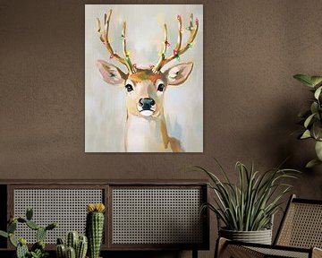 Christmas stag | Festive stag with lights by Wonderful Art