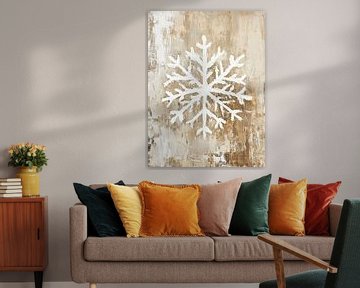Beige and Gold Snow Artwork by Wonderful Art
