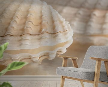 Vakantiegevoel in pastelkleuren: Een schelp van een boormossel van Marjolijn van den Berg