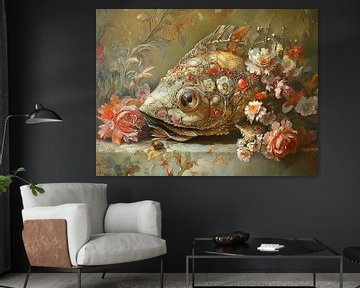 Fantasievis | Gouden Vis met Bloemen