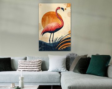 Zonsondergang in Flamingo Silhouet Tropische Illustratie