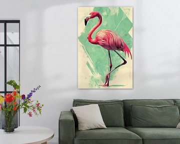 Flamingo in Grafische Harmonie Moderne Illustratie van Eva Lee