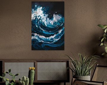 Mouvement abstrait de l'eau dans les tons de bleu