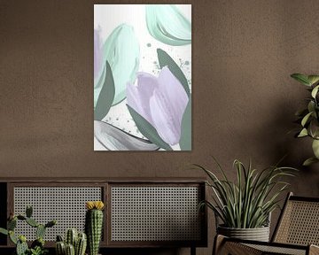 Abstracte tulpen en bladeren van Imperial Art House