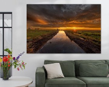 Wide view over the polder in Schermer by peterheinspictures