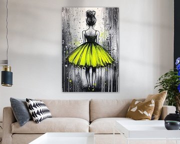 Ballerina schilderij in gele jurk van Imperial Art House