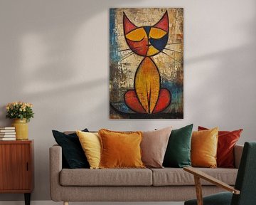 Kleurrijk abstract kunstwerk kat van Imperial Art House
