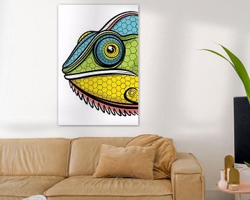 Geometrische kameleon in felle kleuren van Imperial Art House