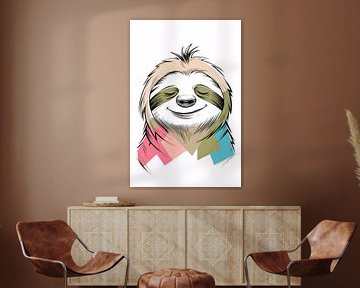 Art du paresseux souriant et coloré sur Imperial Art House