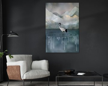 Crane in calm water by Imperial Art House