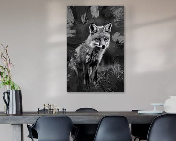 Realistic fox in black and white by Imperial Art House