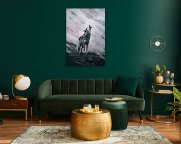Wolf in abstracte landschap van Imperial Art House