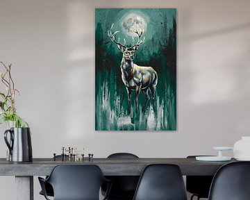 Hert onder volle maan kunst van Imperial Art House