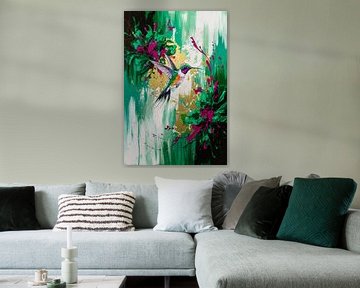 Kleurrijke abstracte kolibrie schilderij van Imperial Art House