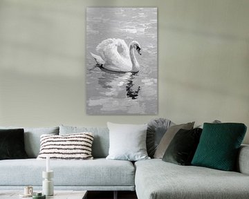 Schwan spiegelt sich auf Wasser von Imperial Art House