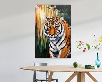 Powerful tiger in vibrant colours