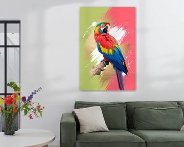 Kleurrijke papegaai met abstracte achtergrond van Imperial Art House