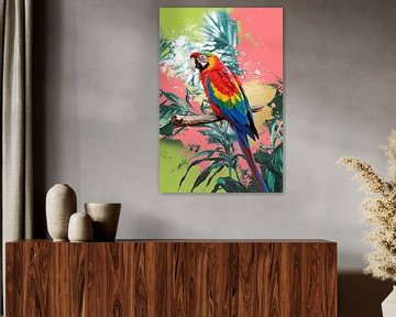 Kleurrijke papegaai met jungle-achtergrond van Imperial Art House