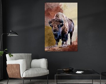 Bison à l'allure puissante