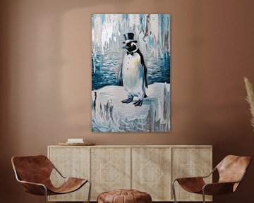 Penguin with dinner jacket and hat by Imperial Art House