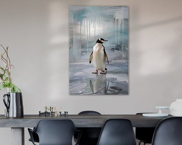 Penguin on abstract background