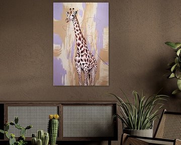 Elegant giraffe with colourful background by Imperial Art House